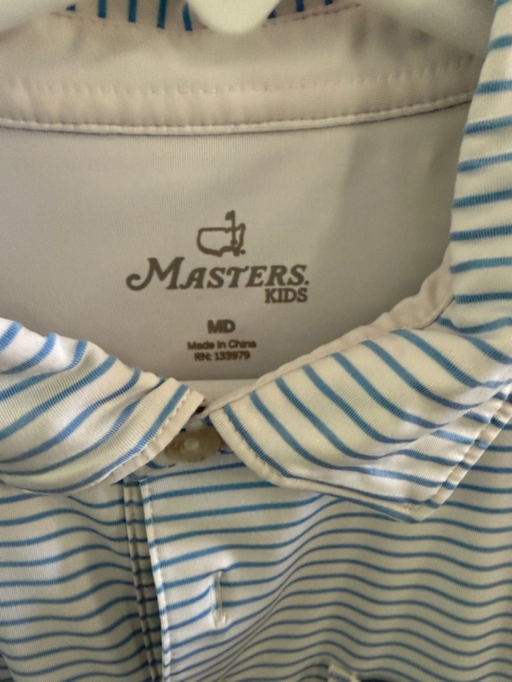 Masters Light Blue and White Youth Striped Polo with Embroidered Logo - Picture 2 of 5